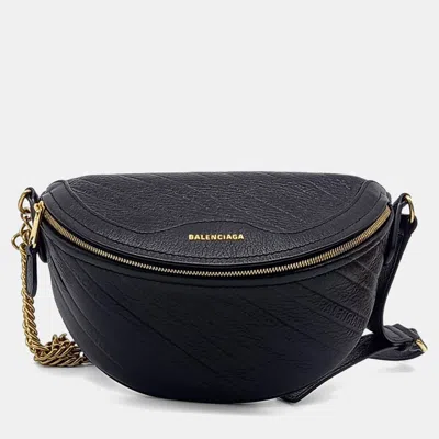 Pre-owned Balenciaga Black Leather Souvenir Bag Xxs