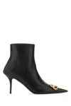 BALENCIAGA BLACK LEATHER SQUARE KNIFE ANKLE BOOTS