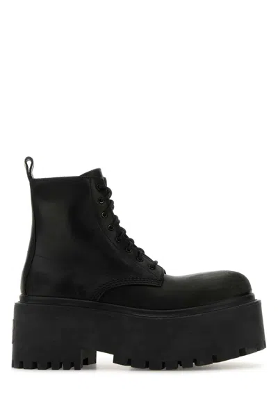 Balenciaga Black Leather Strike Ankle Boots
