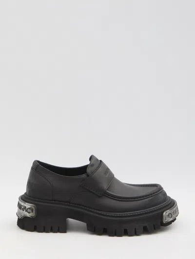 BALENCIAGA BALENCIAGA  BLACK LEATHER TRACTOR LOAFERS