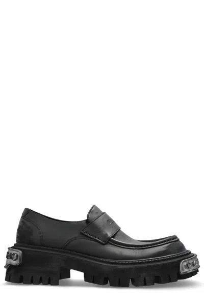 Balenciaga Black Leather Tractor Loafers