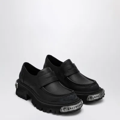Balenciaga Black Leather Tractor Loafers Men