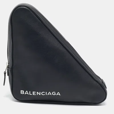 Pre-owned Balenciaga Black Leather Triangle Pouch