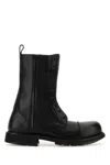 Balenciaga Rugged Leather Ankle Boots With Chunky Sole In Black