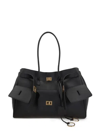 BALENCIAGA BALENCIAGA BLACK LEATHER TURN-LOCK BAG