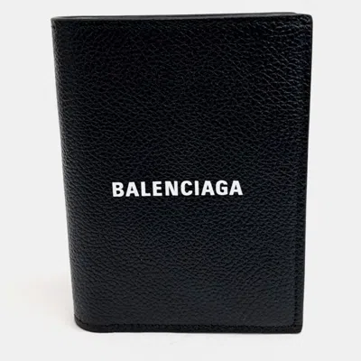 Pre-owned Balenciaga Black Leather Vertical Bifold Wallet