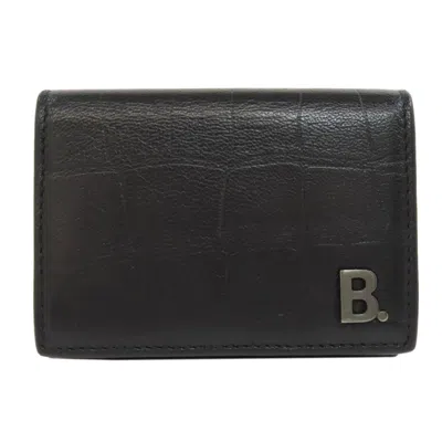Pre-owned Balenciaga Black Leather Wallet (tri-fold) ()