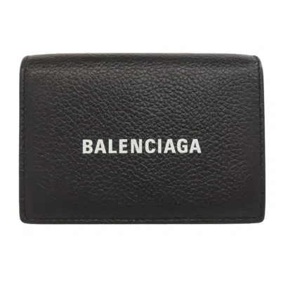 Pre-owned Balenciaga Black Leather Wallet (tri-fold) ()