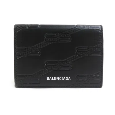 Pre-owned Balenciaga Black Leather Wallet (tri-fold) ()