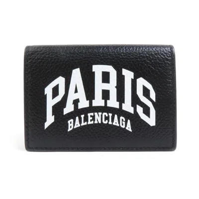 Pre-owned Balenciaga Black Leather Wallet (tri-fold) ()