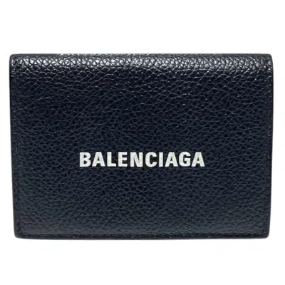 Pre-owned Balenciaga Black Leather Wallet (tri-fold) ()