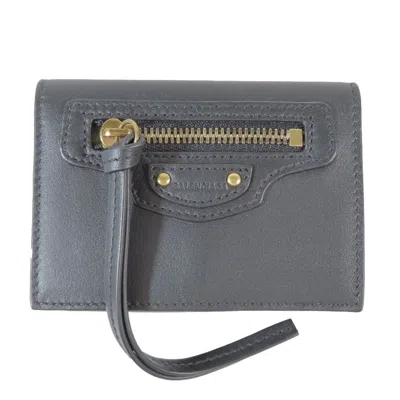 Pre-owned Balenciaga Black Leather Wallet (tri-fold) ()