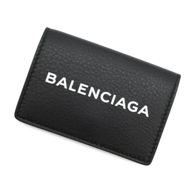 Pre-owned Balenciaga Black Leather Wallet (tri-fold) ()