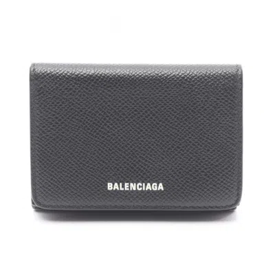 Pre-owned Balenciaga Black Leather Wallet (tri-fold) ()