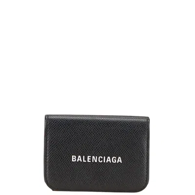 Pre-owned Balenciaga Black Leather Wallet (tri-fold) ()