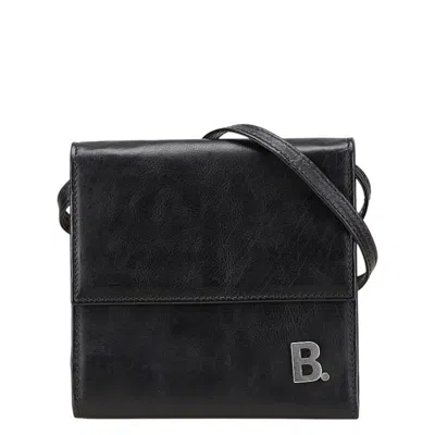 Pre-owned Balenciaga Black Leather Wallet (tri-fold) ()