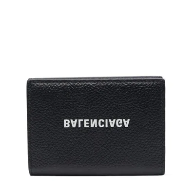 Pre-owned Balenciaga Black Leather Wallet (tri-fold) ()