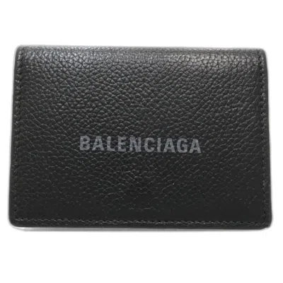 Pre-owned Balenciaga Black Leather Wallet (tri-fold) ()