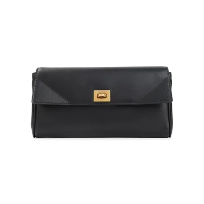 Balenciaga Black Leather Wallet Whit Brass Detail In Purple