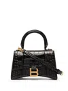 Balenciaga Borsa Hourglass Small Con Lavorazione Coccodrillo Da Donna In Nero