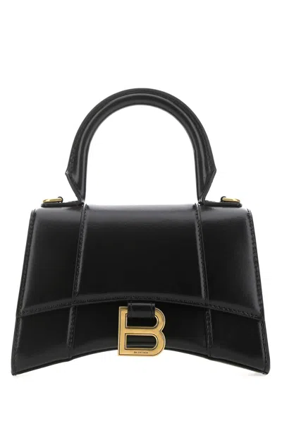 Balenciaga Hourglass Xs Top Handle Bag In Patent Leather In Black