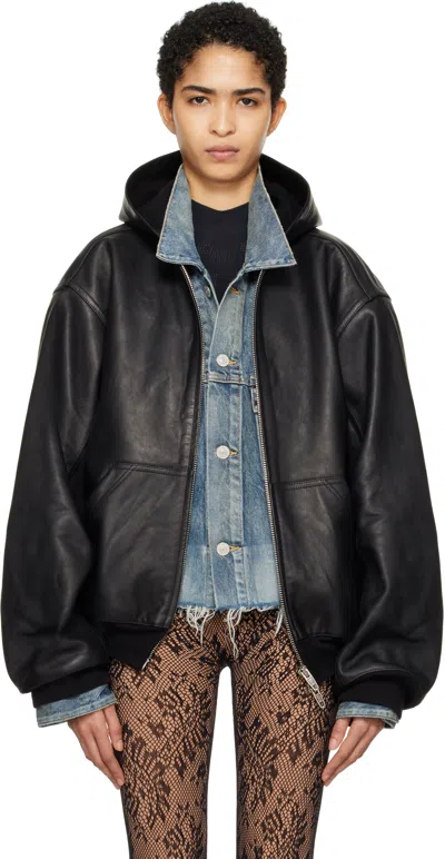 Balenciaga Black Lined Zip-up Leather Jacket In 1000 Black