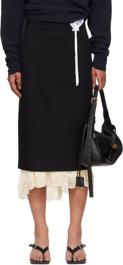 Balenciaga Black Lingerie Tailored Midi Skirt