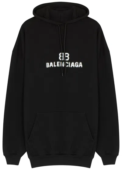 Balenciaga Black Logo Cotton Sweatshirt In Black And White