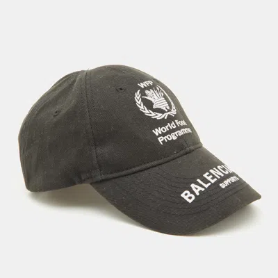 Pre-owned Balenciaga Black Logo Embroidered Cotton Baseball Cap L
