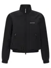 Balenciaga Black Bomber Jacket With Zip And Logo In Black