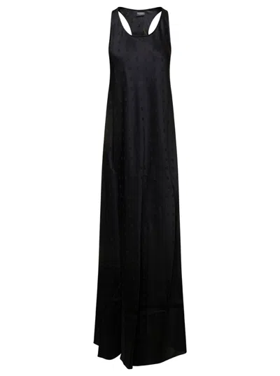 BALENCIAGA BLACK LOGO LONG EVENING DRESS