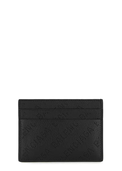 Balenciaga Black Logo-perforated Leather Card Holder