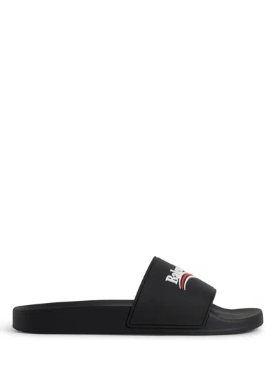 Balenciaga Black Logo Pool Slides