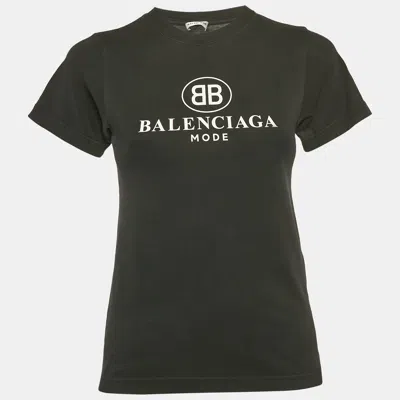 Pre-owned Balenciaga Black Logo Print Cotton Jersey T-shirt S
