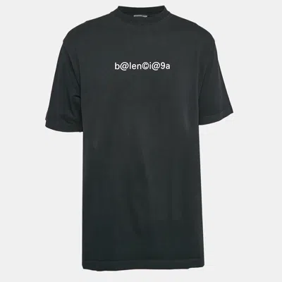 Pre-owned Balenciaga Black Logo Print Cotton T-shirt Xs