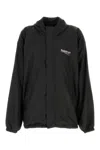 Balenciaga Polyester Jacket With Elastic Cuffs And Hooded Design In Black