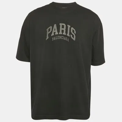 Pre-owned Balenciaga Black Logo Print Jersey T-shirt M