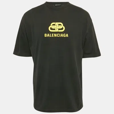 Pre-owned Balenciaga Black Logo Print Jersey T-shirt M