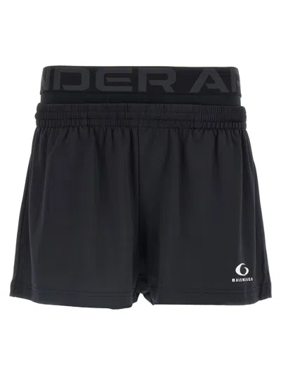 BALENCIAGA BLACK LOGO PRINT SHORT