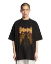 Balenciaga Printed Cotton Jersey T-shirt In Black