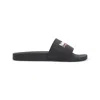 Balenciaga Embossed Logo Slip-on Sandals With Moulded Footbed In Black