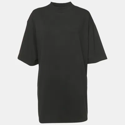 Pre-owned Balenciaga Black Logo Studded Cotton Knit Oversized Unisex T-shirt M