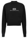 Balenciaga Logo Knitwear Sweater With Ribbed Accents In Black