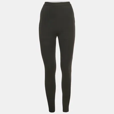 Pre-owned Balenciaga Black Logo Waist Jersey Active Leggings S