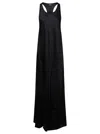 Balenciaga Black Long Evening Dress With Logo Motif All-over In Viscose Woman In Black