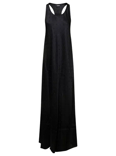 Balenciaga Black Long Evening Dress With Logo Motif All-over In Viscose Woman
