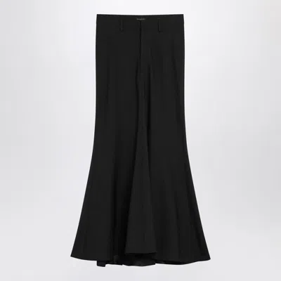 Balenciaga Black Long Wool Skirt In Blue