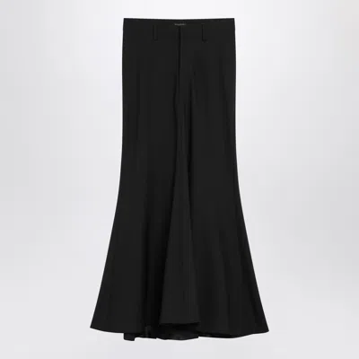 Balenciaga Black Long Wool Skirt In Blue