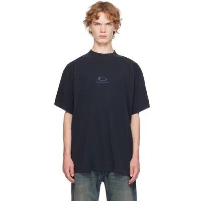 Balenciaga Black Loop Sports Icon Oversized T-shirt In Blue