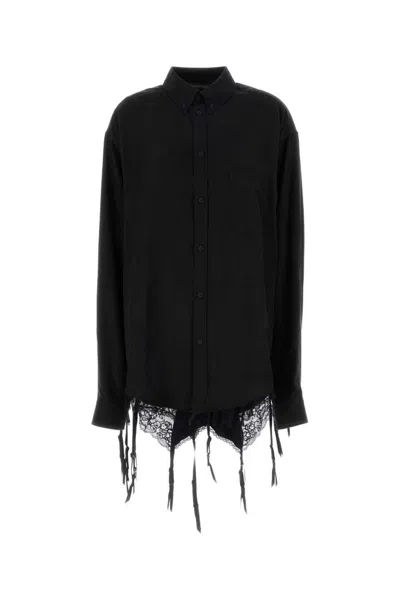 BALENCIAGA BLACK LYOCELL OVERSIZE SHIRT